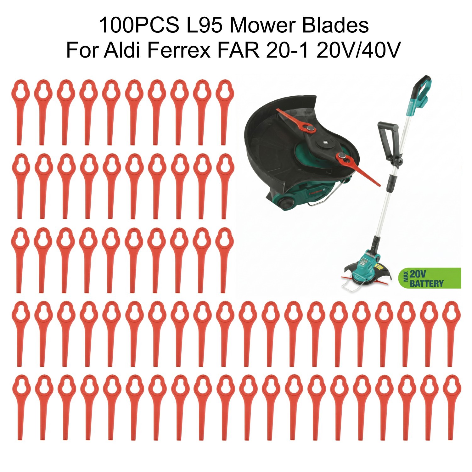 Leaf Blower Cordless - 100 Peças Lâminas de Plástico de